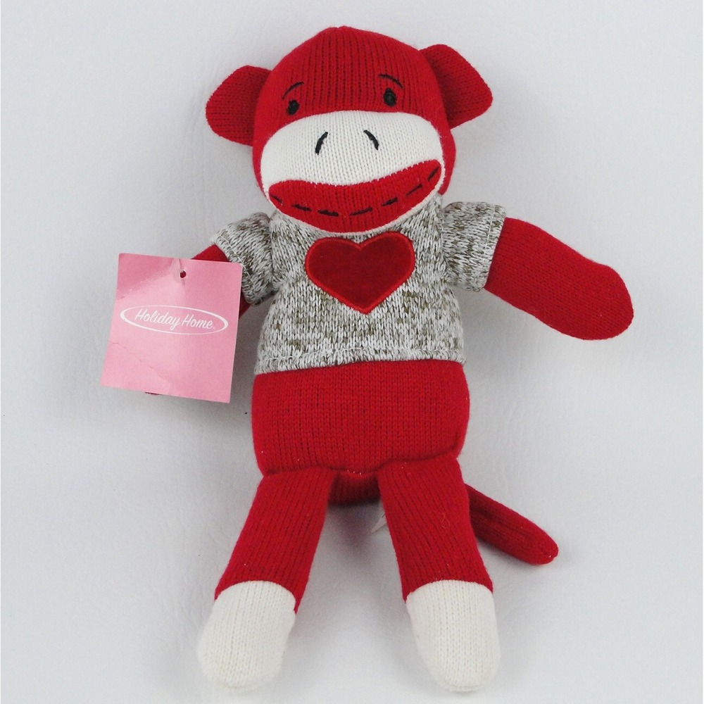Sock Monkey Plush Red Heart Valentines Small 10 Inch Sweater 2020 Inter-American